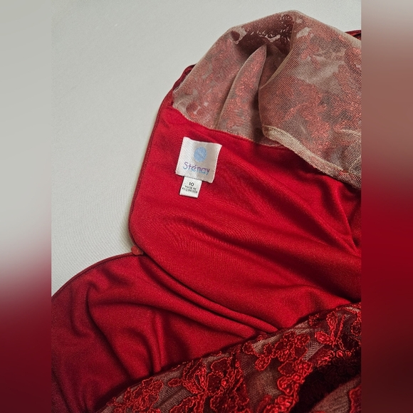 Stenay- Women's Size 10,Red Ruched Asymmetrical Halter Cocktail Dress - Picture 10 of 10